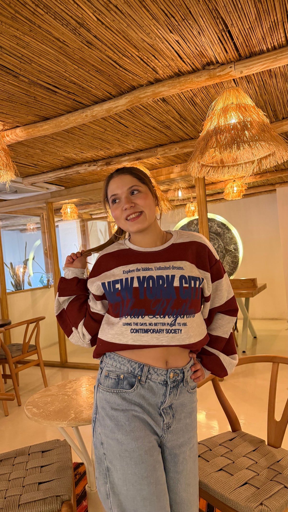 New York City baskılı sweat