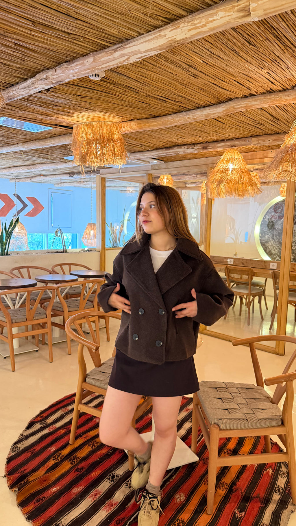 Kahve kısa kaban