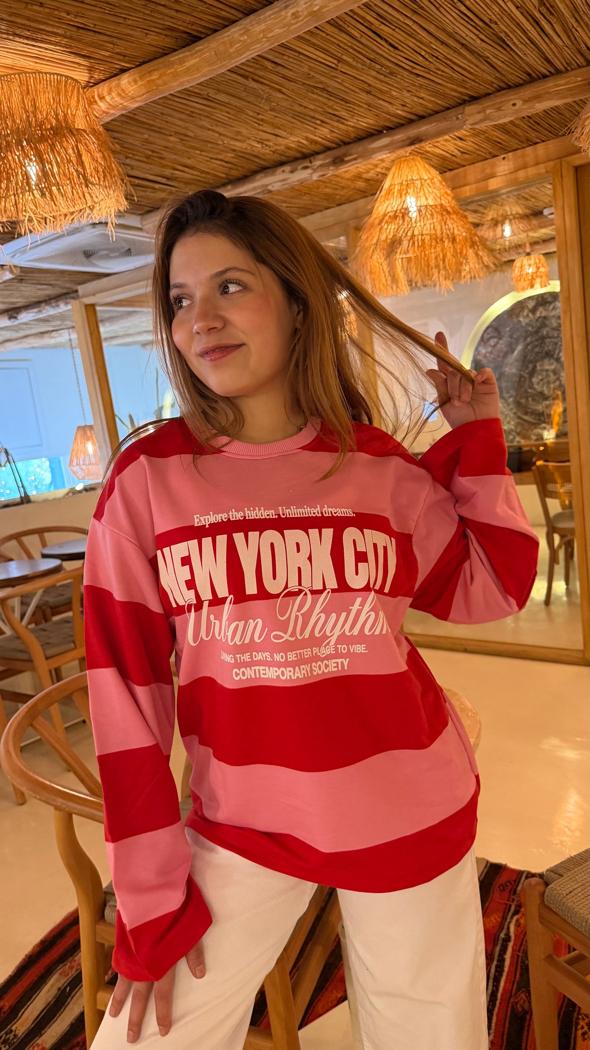 Pembe New York sweat