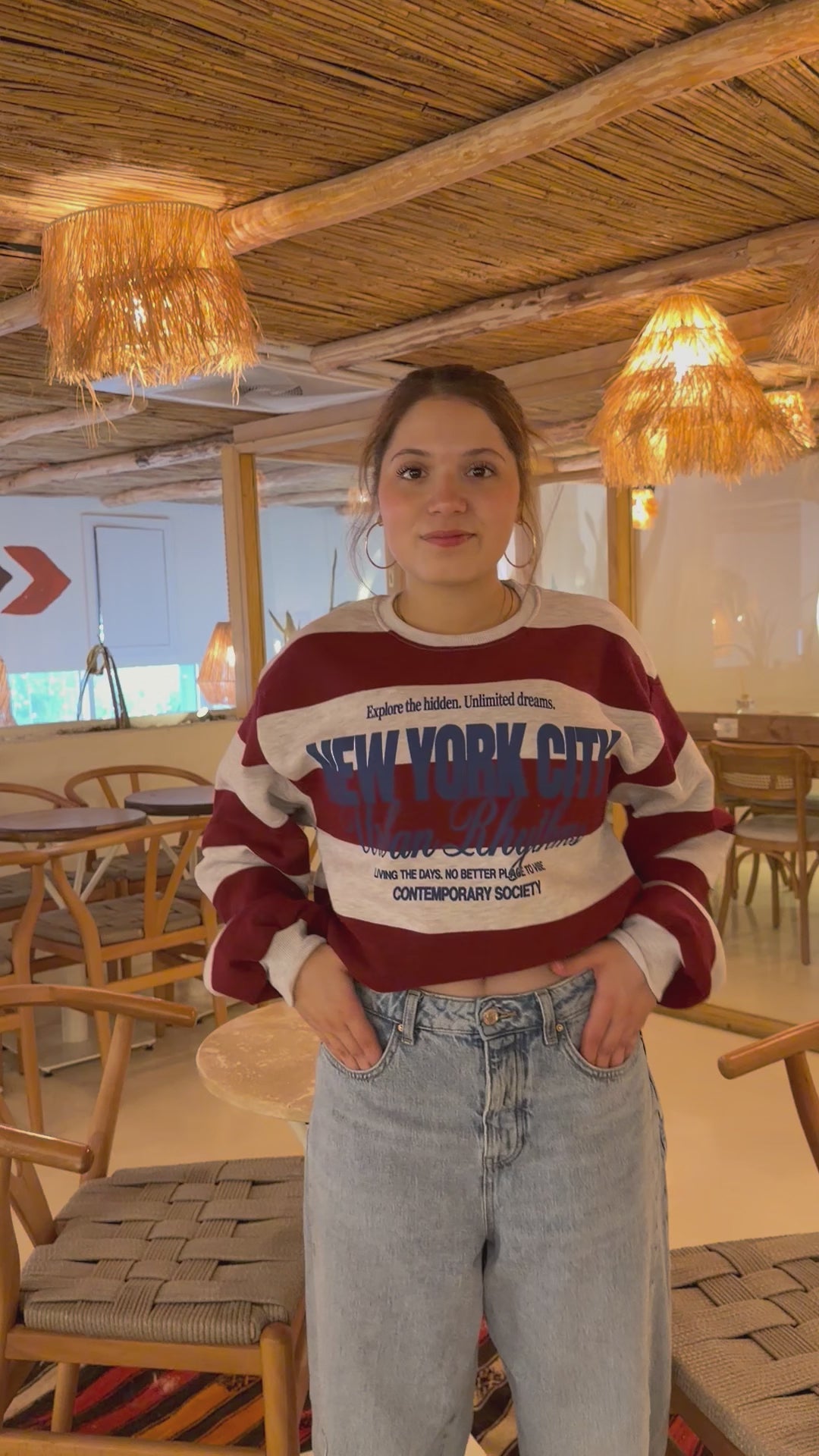 New York City baskılı sweat